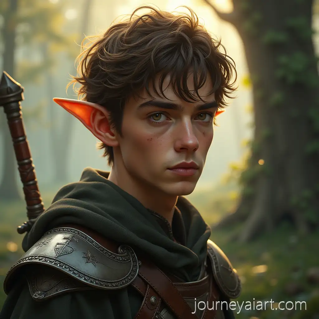 Elven-Warrior-Portrait-with-Chestnut-Hair-inAI-Image-Prompt-Expansion-Misty-Forest-at-Dawn