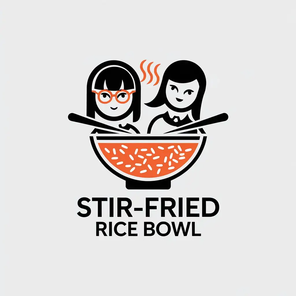 LOGO-Design-for-StirFried-Rice-Bowl-Minimalist-Style-with-Student-Duo-and-Spicy-Rice