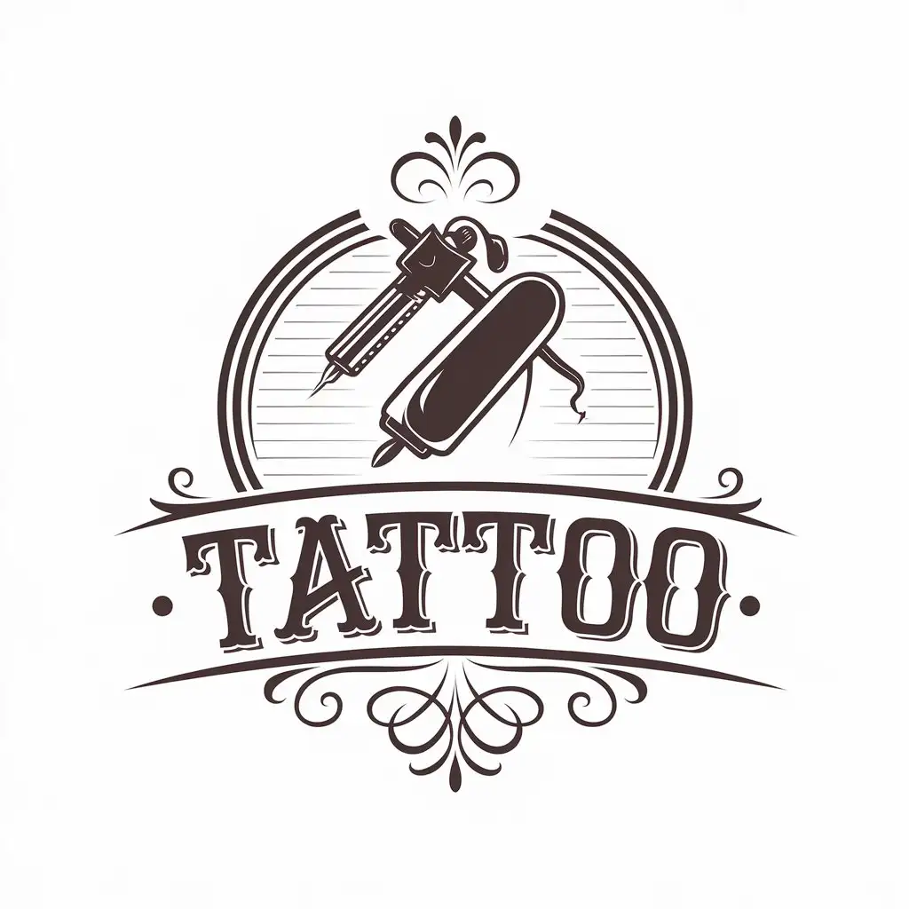 a vector logo design,with the text "Tattoo", main symbol:body tattoo machine,Moderate,be used in Beauty Spa industry,clear background