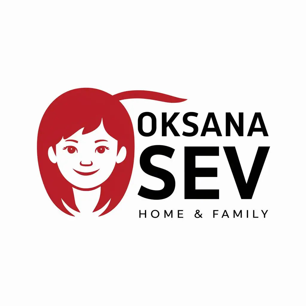 a logo design,with the text "Oksana sev", main symbol:Redheaded girl,Moderate,be used in Home Family industry,clear background