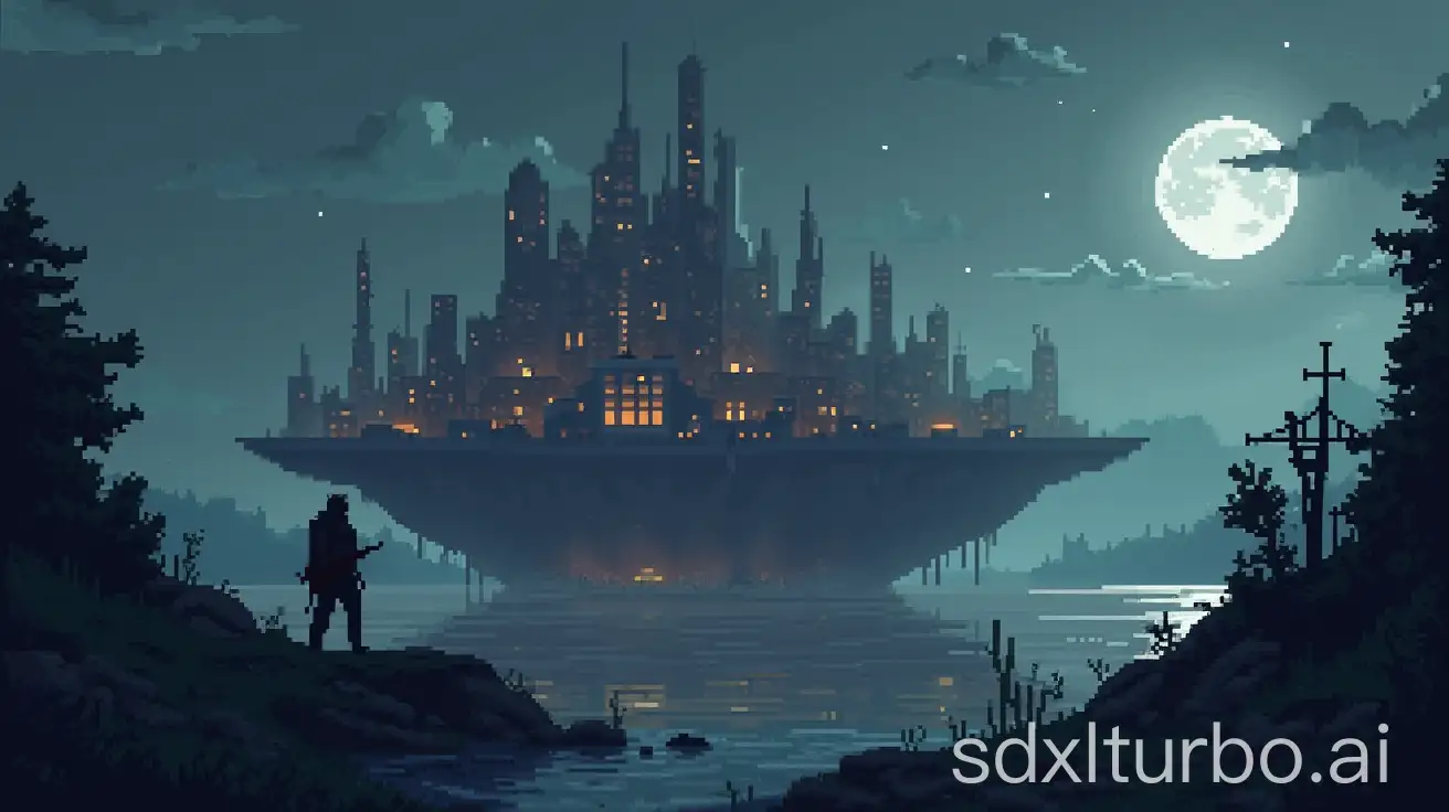 Floating-City-in-PostApocalyptic-World-in-Dark-Pixel-Art-Style