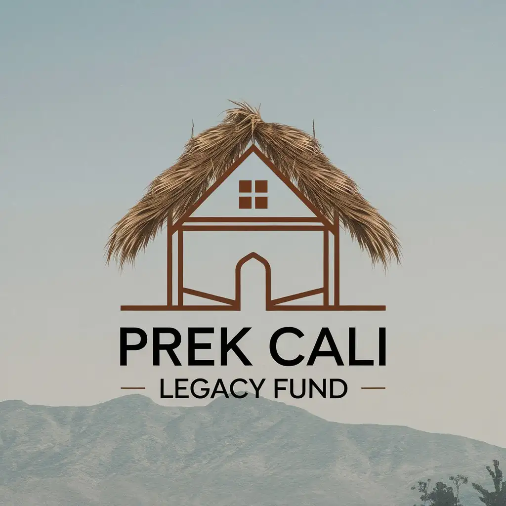 LOGO Design for Prek Cali Legacy Fund Minimalistic Vector with Old House and Mountain Outline