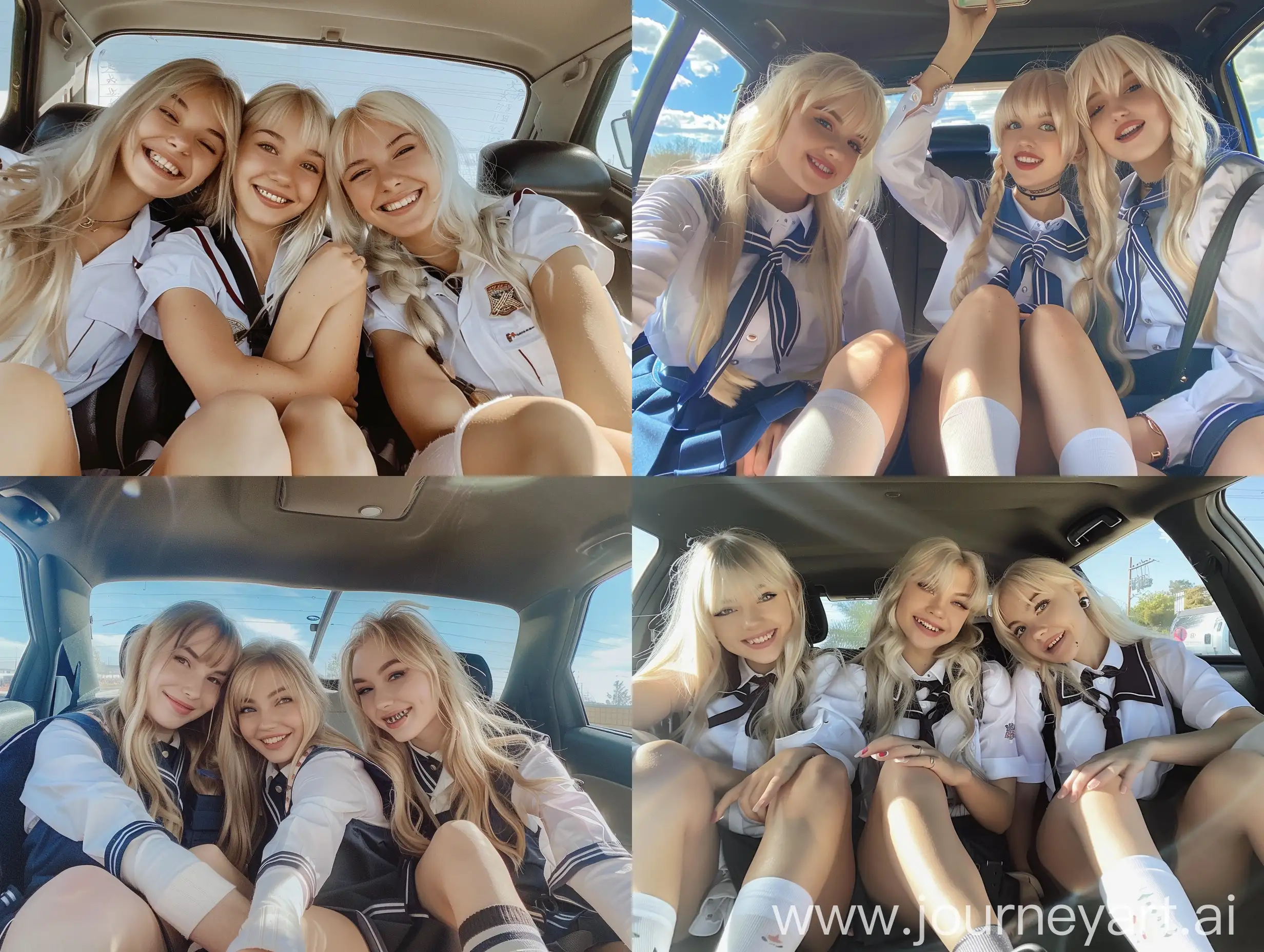 Ukrainian-Influencers-in-Seifuku-Uniforms-Taking-Natural-iPhone-Selfie