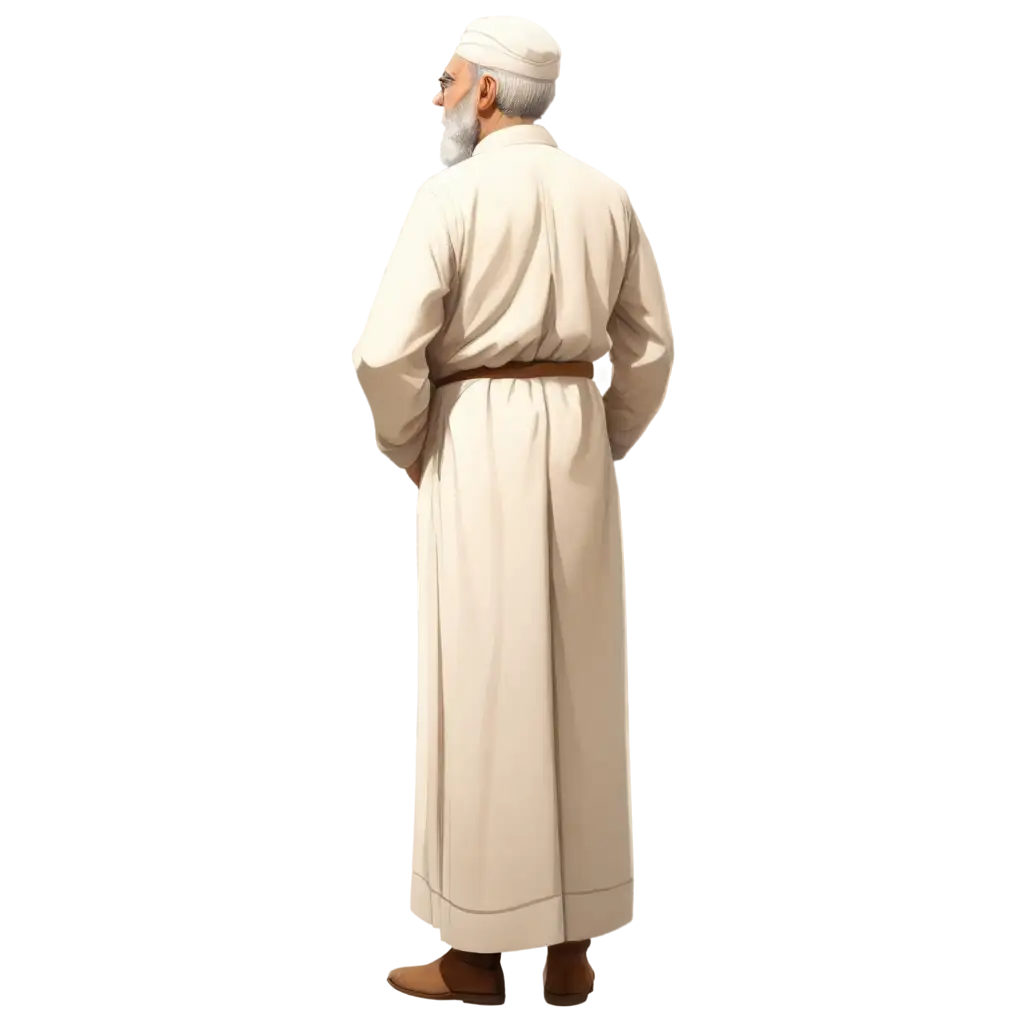 PNG-Cartoon-of-Bearded-Grandfather-in-MiddleEastern-Dress-Side-View-Illustration