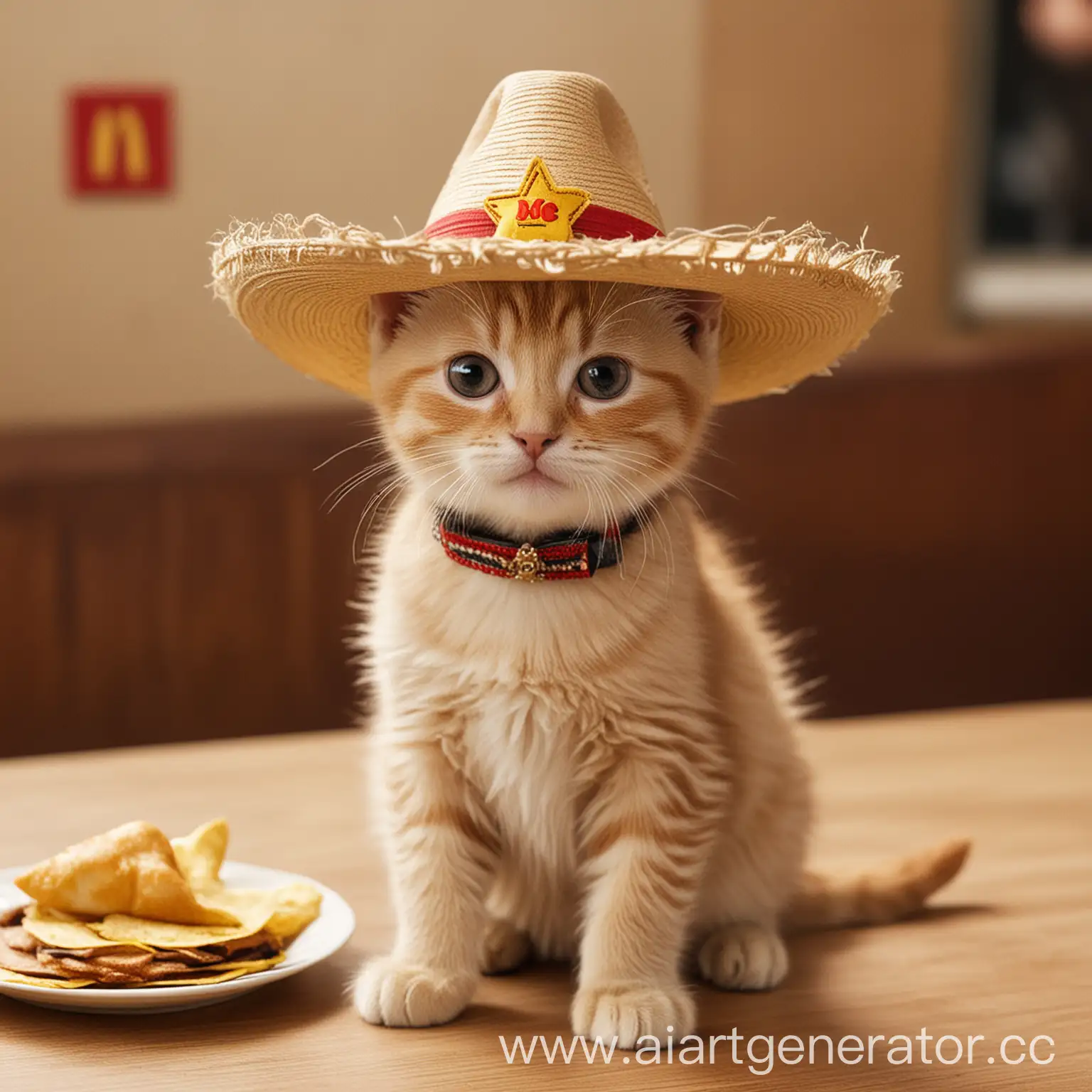 Adolf-Hitler-Serving-a-Little-Ginger-Kitten-with-a-Sombrero-at-McDonalds