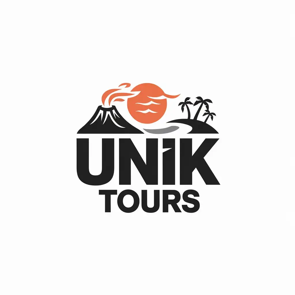 LOGO Design for Unik Tours Volcano Beach Theme for Travel Industry