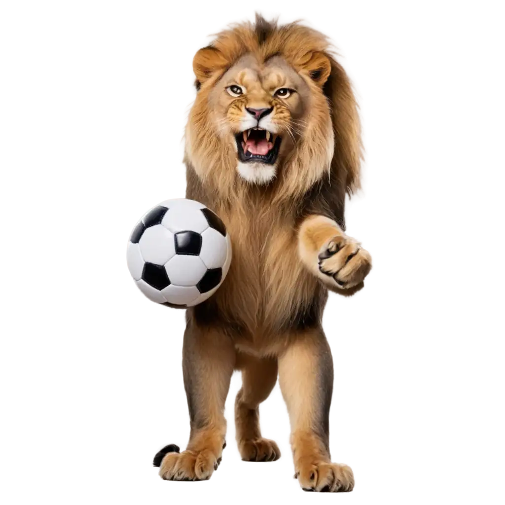 PNG-Image-of-a-Lion-Roaring-with-a-Soccer-Ball-Stunning-Digital-Art