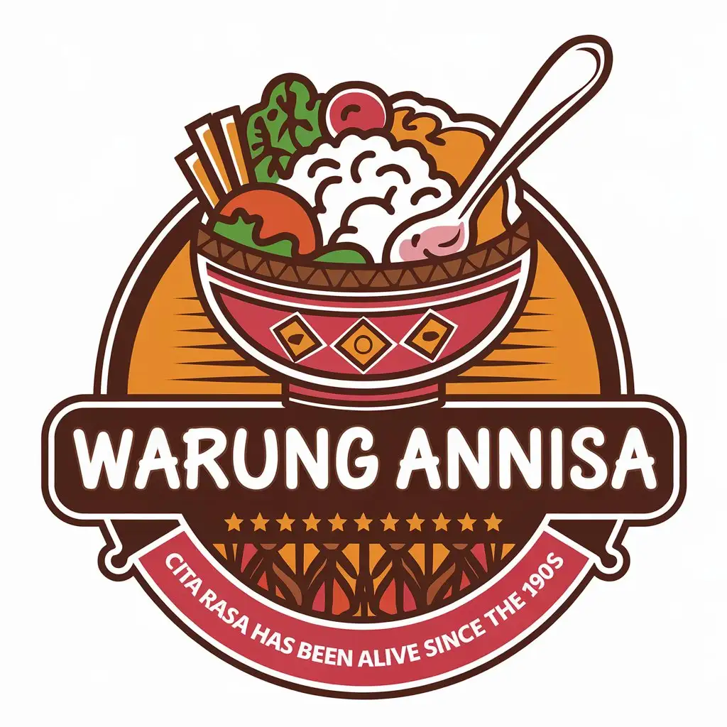 LOGO Design for Warung Annisa Colorful Food Symbol with Cita Rasa Has Been Alive Since the 1990s Slogan