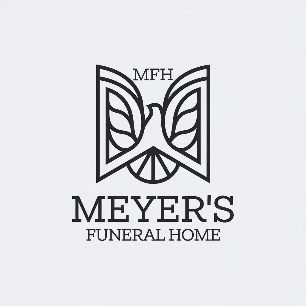 LOGO Design for MFH Dove Symbol with Minimalistic Style for Meyers Funeral Home