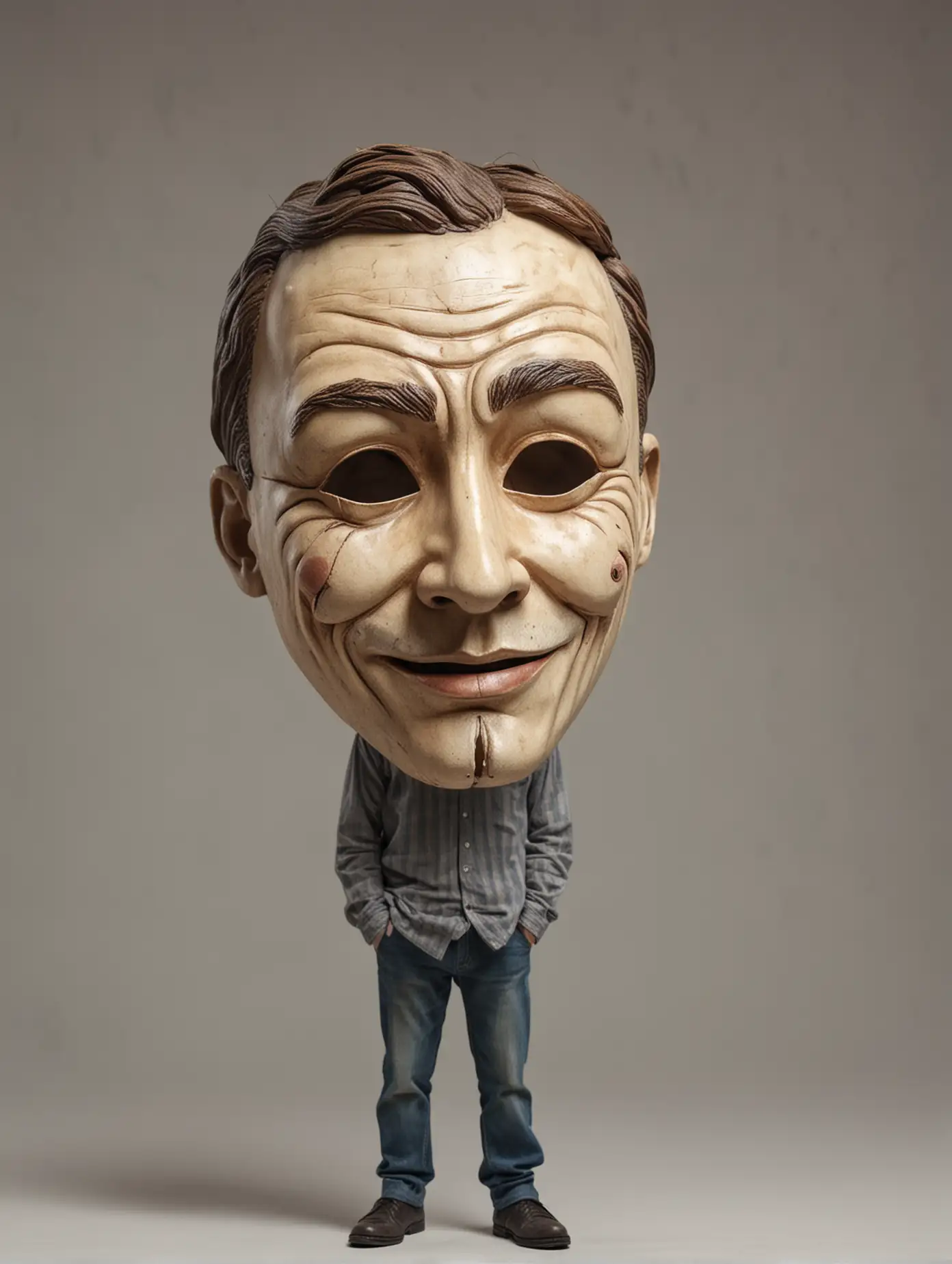 Sad Man with Deceptive Theater Mask Smiling