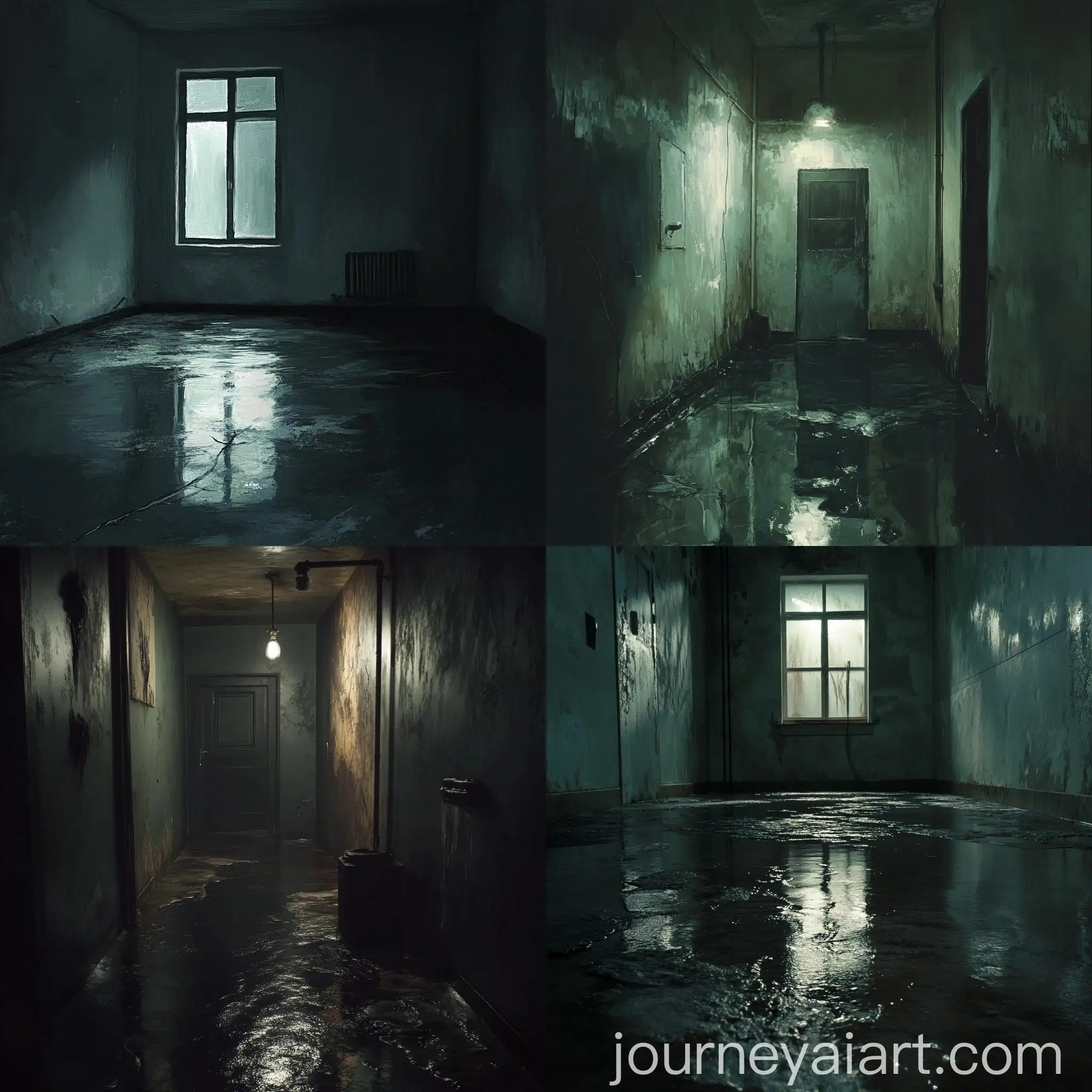 Eerie-Dimly-Lit-Small-Room-with-Wet-Floor