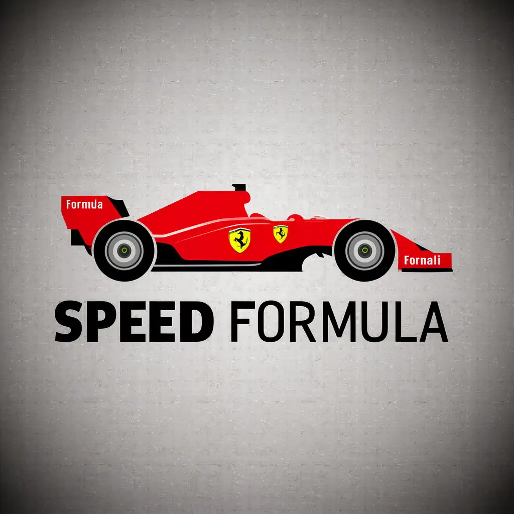 a vector logo design,with the text "Speed Formula", main symbol:Red Formula One Ferrari Car,complex,be used in Formula-1 industry,clear background