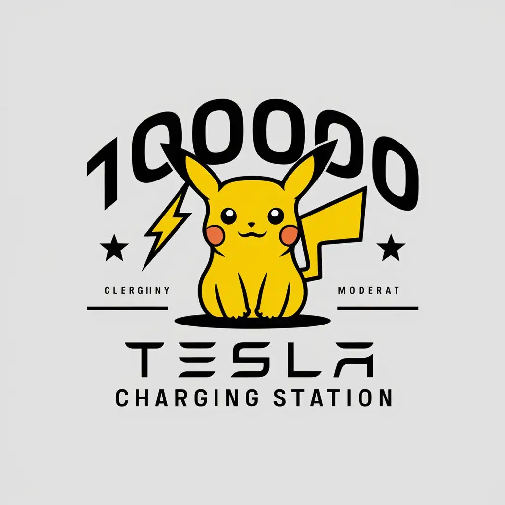 LOGO-Design-for-100000-Tesla-Charging-Station-Pikachu-Themed-with-Lightning-and-Technology-Elements