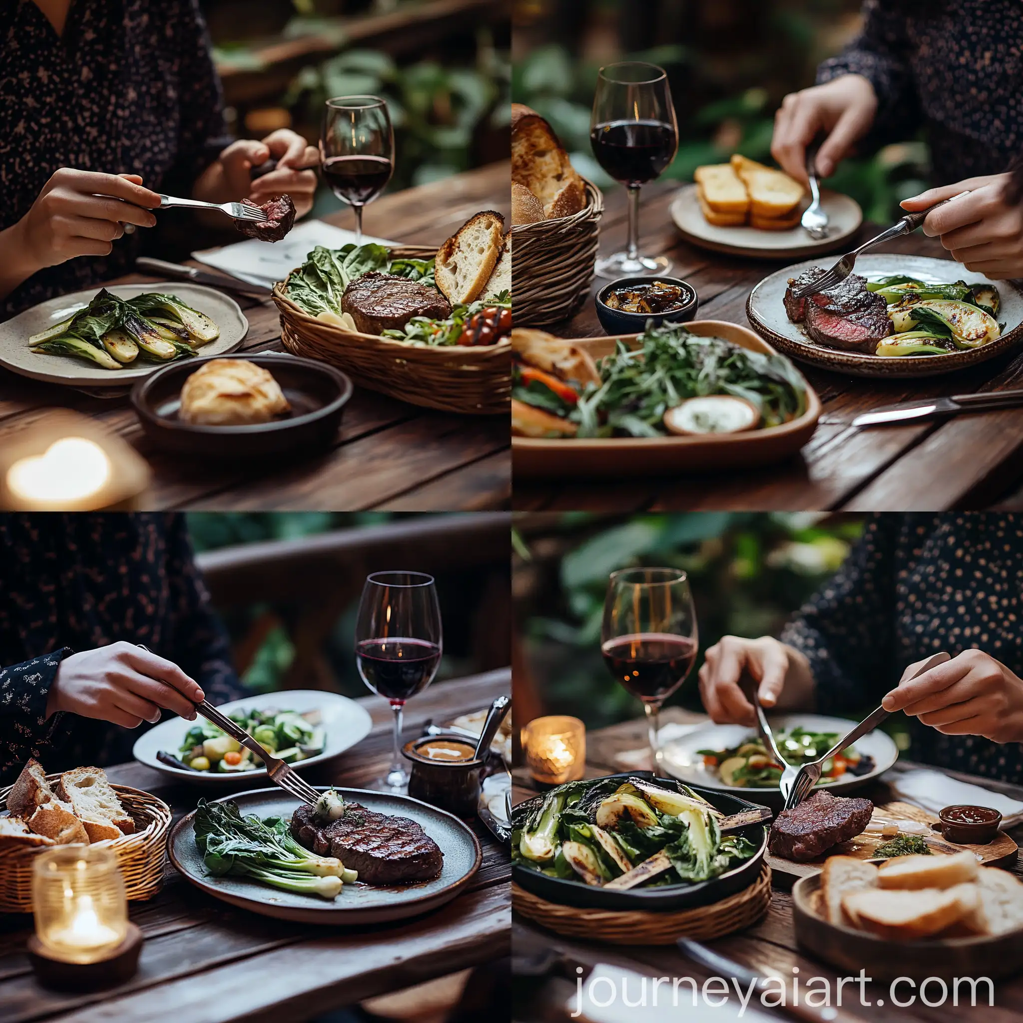 Rustic-Outdoor-Dining-Scene-with-Grilled-Steak-and-Red-Wine