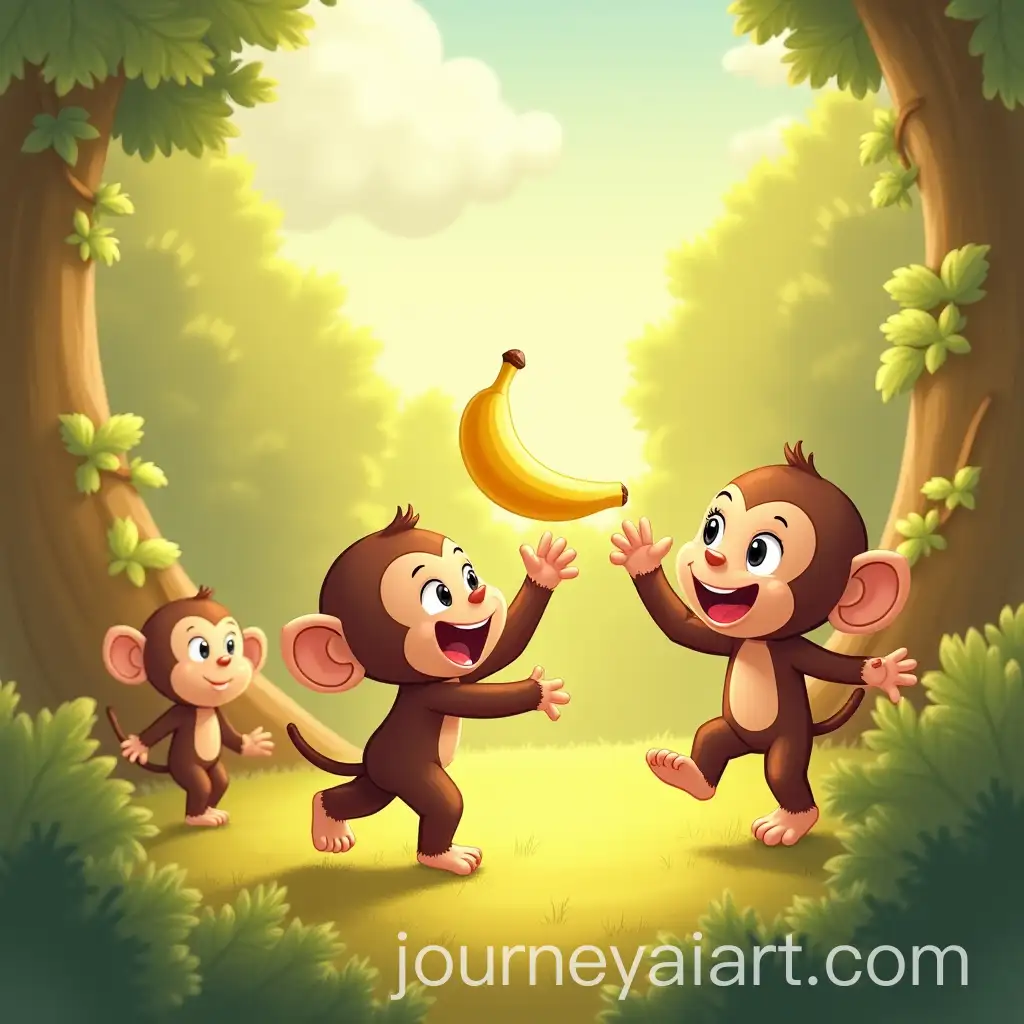Excited-Monkey-Reaches-for-Golden-Banana-in-Sunlight