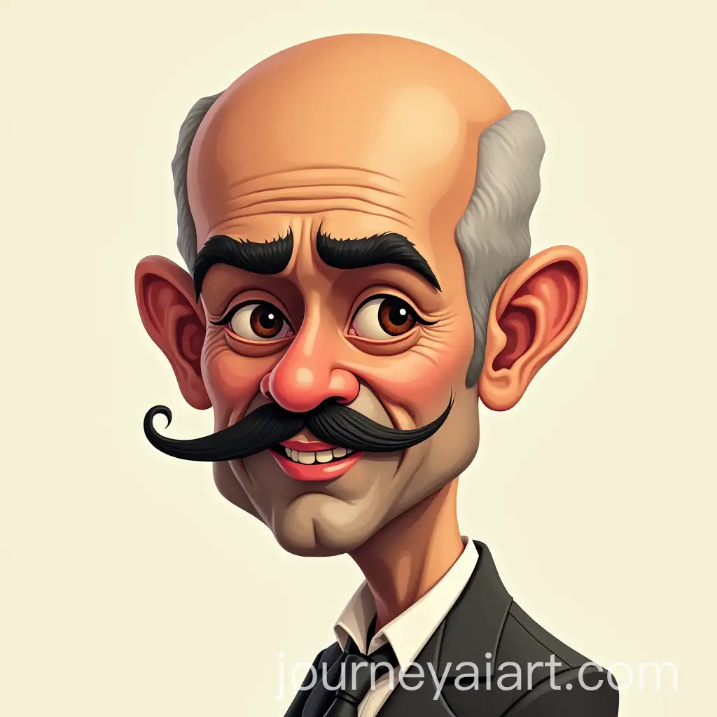 Caricature-of-a-Bald-Indian-Man-with-Moustache