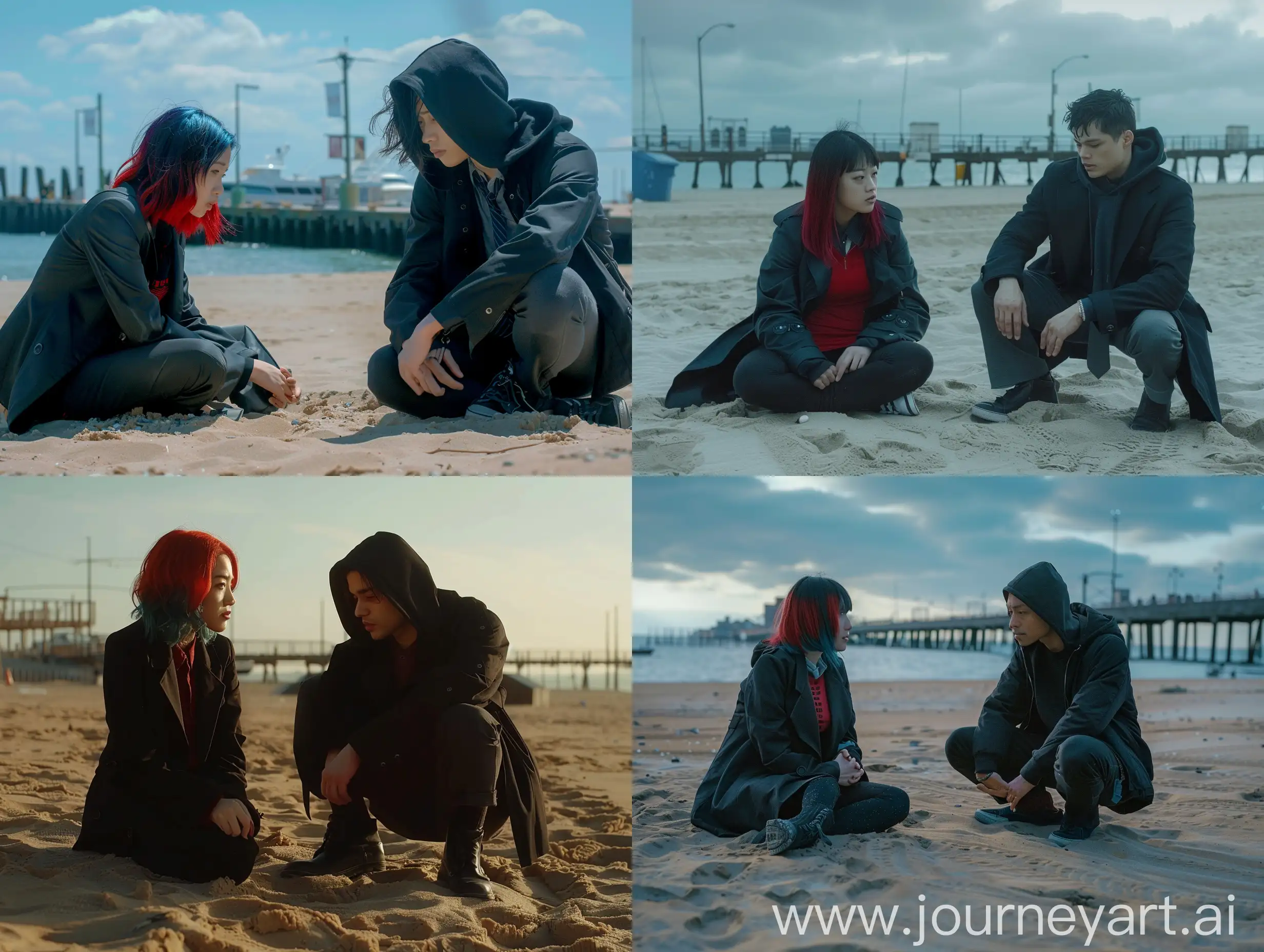 Korean-Girl-in-Official-Suit-Talking-to-Elliot-Alderson-on-Coney-Island-Beach