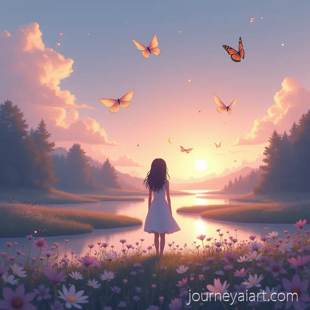 EtherealAI-Art-Prompt-Expansion-Feminine-Silhouette-in-Wildflower-Field-with-Glowing-Journal-Pages