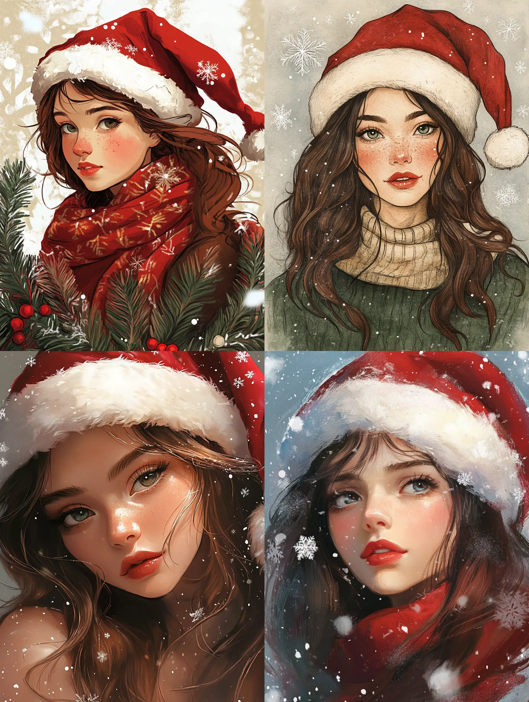 Festive-Christmas-Girl-Illustration-with-Snowy-Background