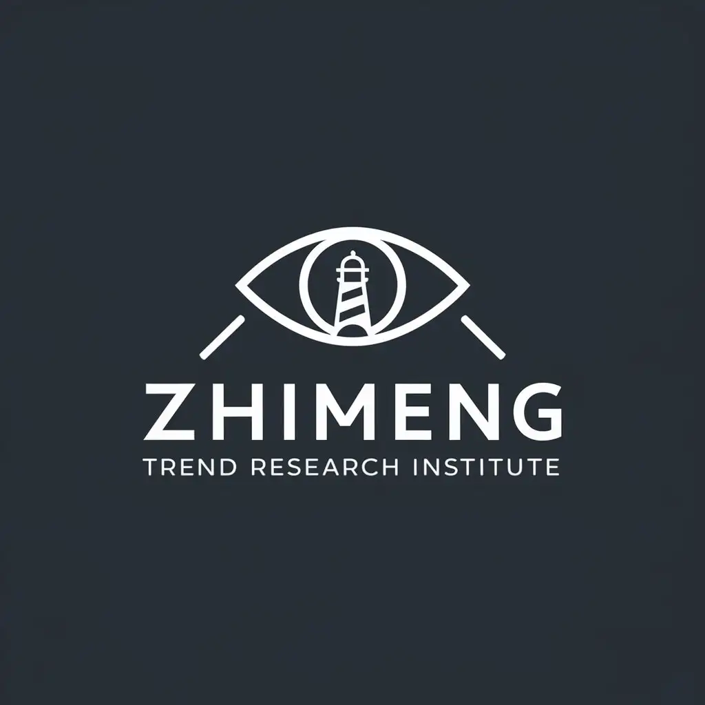 a logo design,with the text "Zhimeng Trend Research Institute", main symbol:Trend observation, lighthouse, eyes,complex,be used in Internet industry,clear background