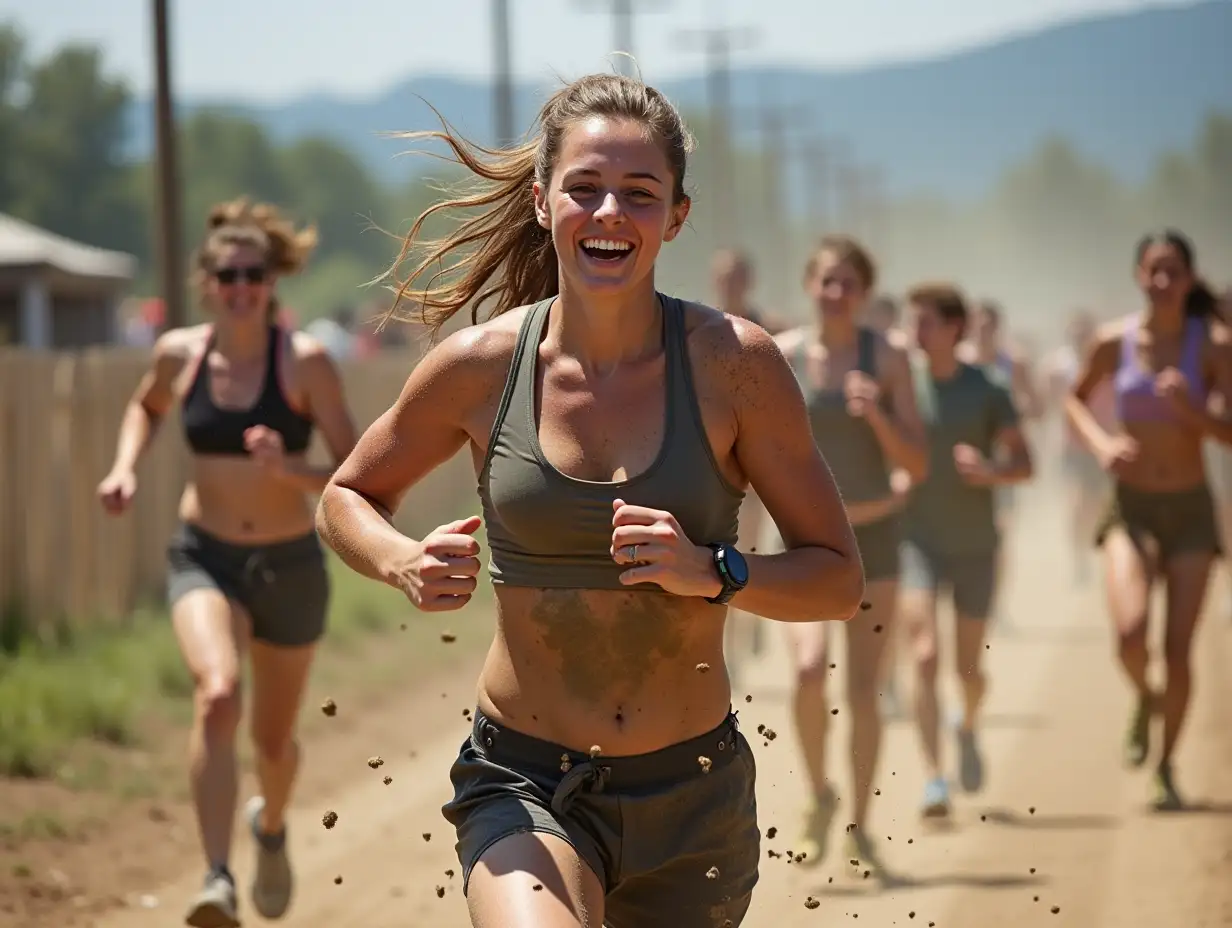 People-Running-Obstacle-Course-on-a-Sunny-Spring-Day