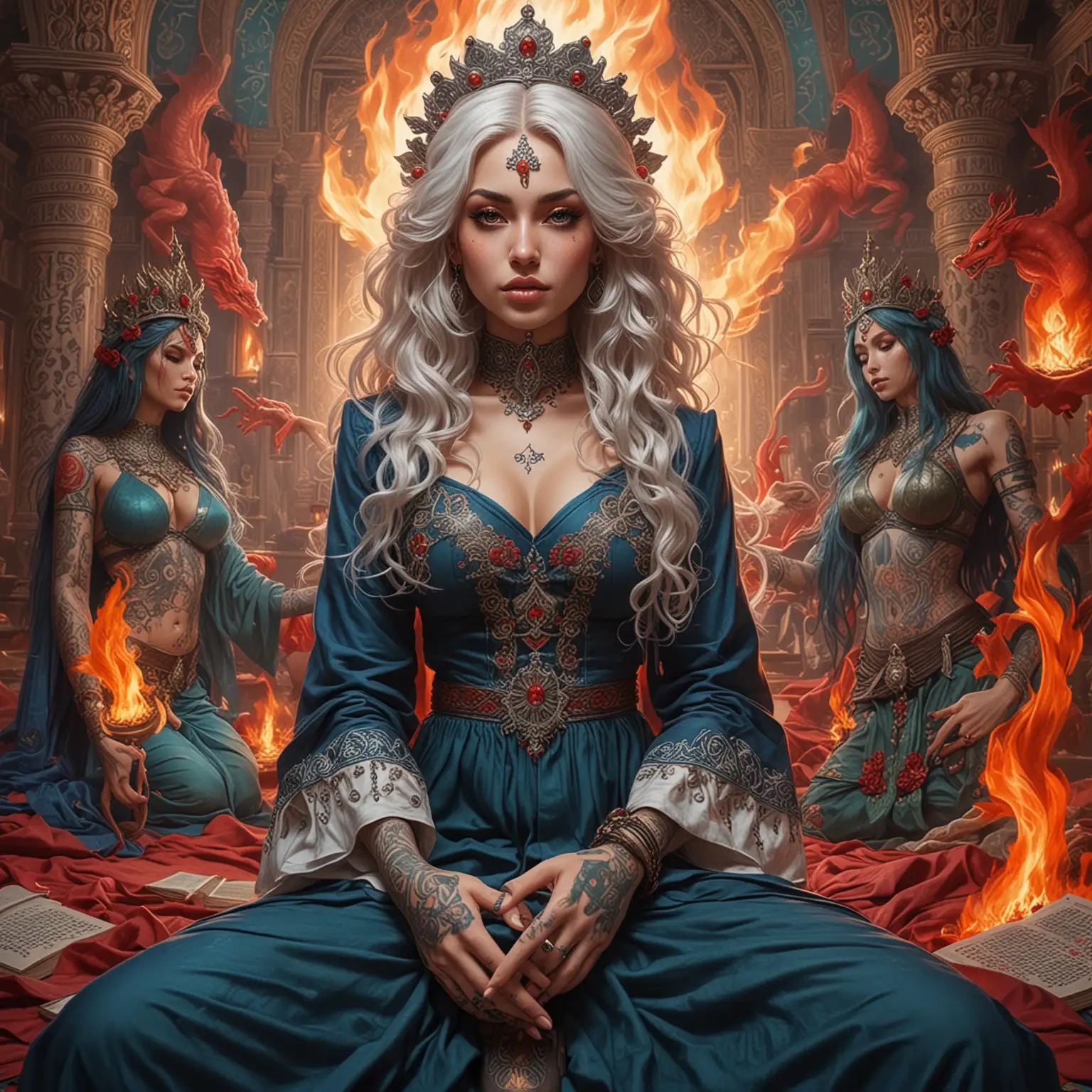 Adolescent Empress Goddesses Sorceresses and Alien Vampires in Fiery Surroundings