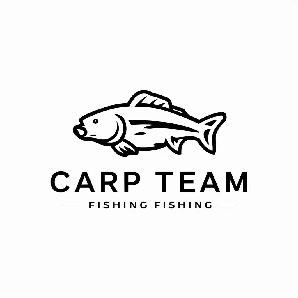 a logo design,with the text "Carp team", main symbol:Carp,Moderate,be used in fishing industry,clear background