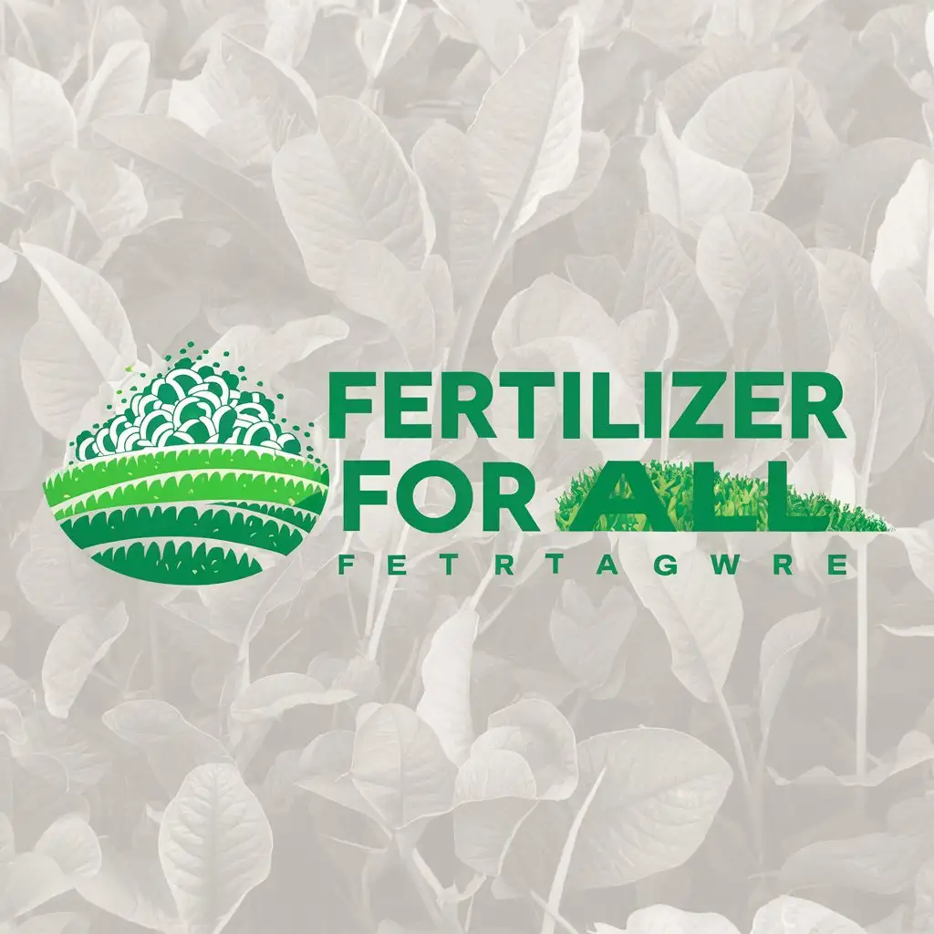 a logo design,with the text "fertilizer for all", main symbol:potassium chloride fertilizer in powder form over the field,Moderate,be used in Others industry,clear background