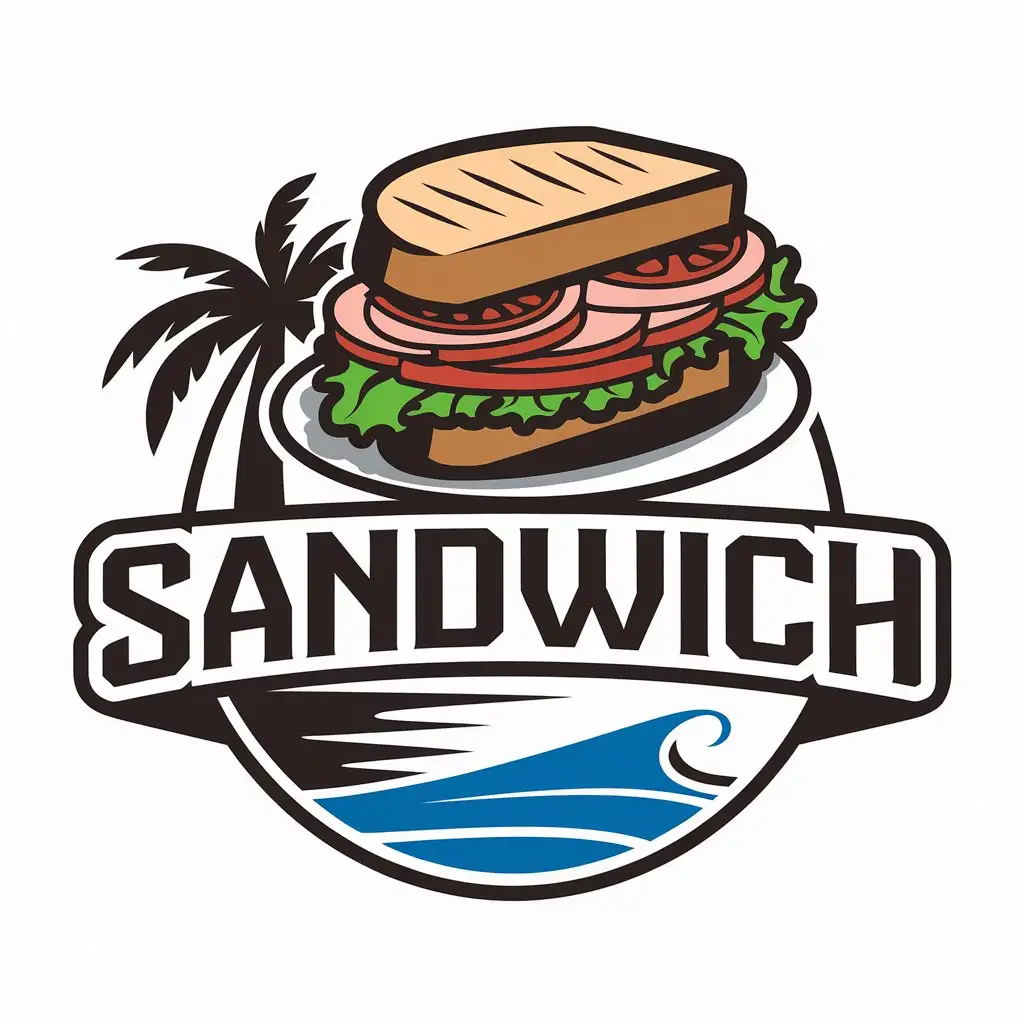 a vector logo design,with the text "Sandwich", main symbol:Sandwich on the beach,Moderate,be used in Restaurant industry,clear background