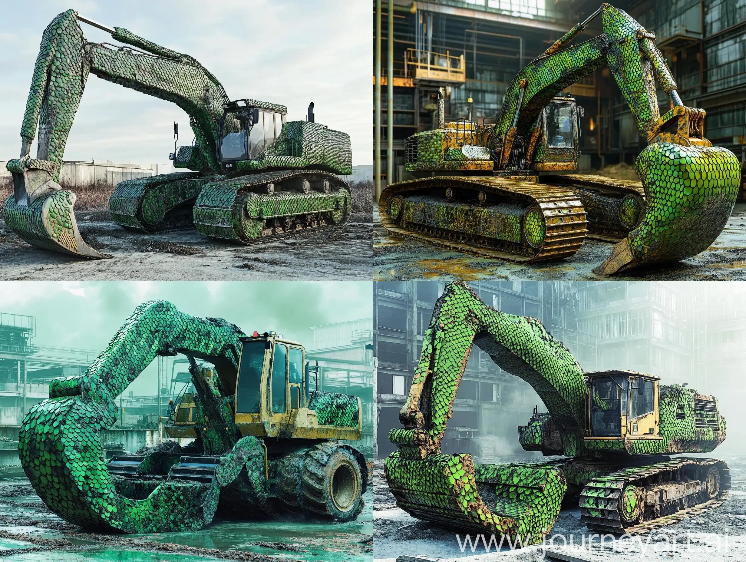 Heavy-Machinery-Covered-in-Green-Snake-Scales-at-Industrial-Factory