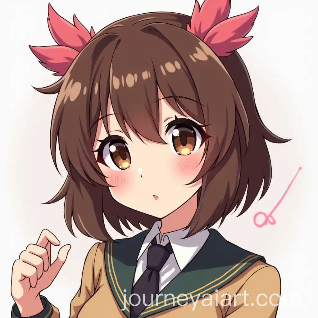 Brunette-Girl-in-UA-Uniform-with-Pink-Hair-and-Dark-Honey-Eyes