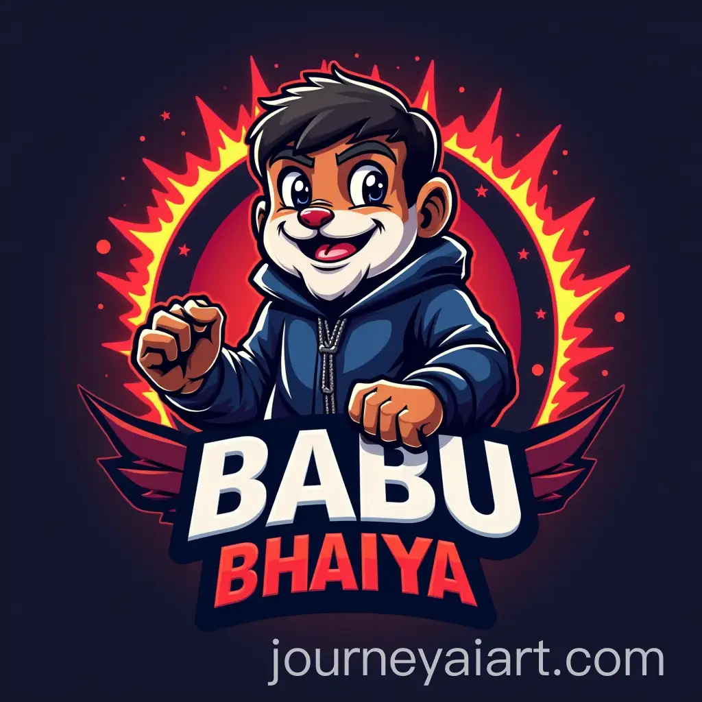 Babu-Bhaiya-Gaming-Mascot-eSports-Logo-with-Triangle-Design