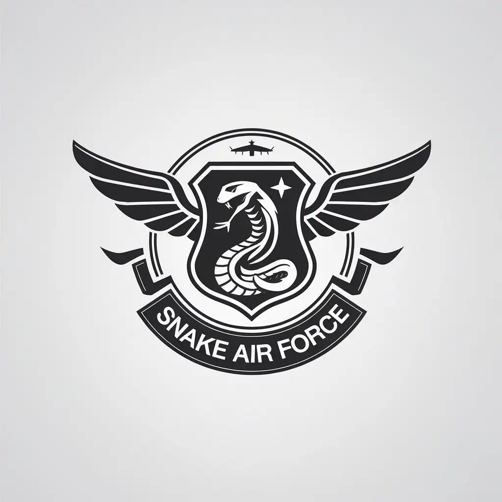 LOGO Design for Snake Air Force Shield King Snake Wings Airplane Military Style