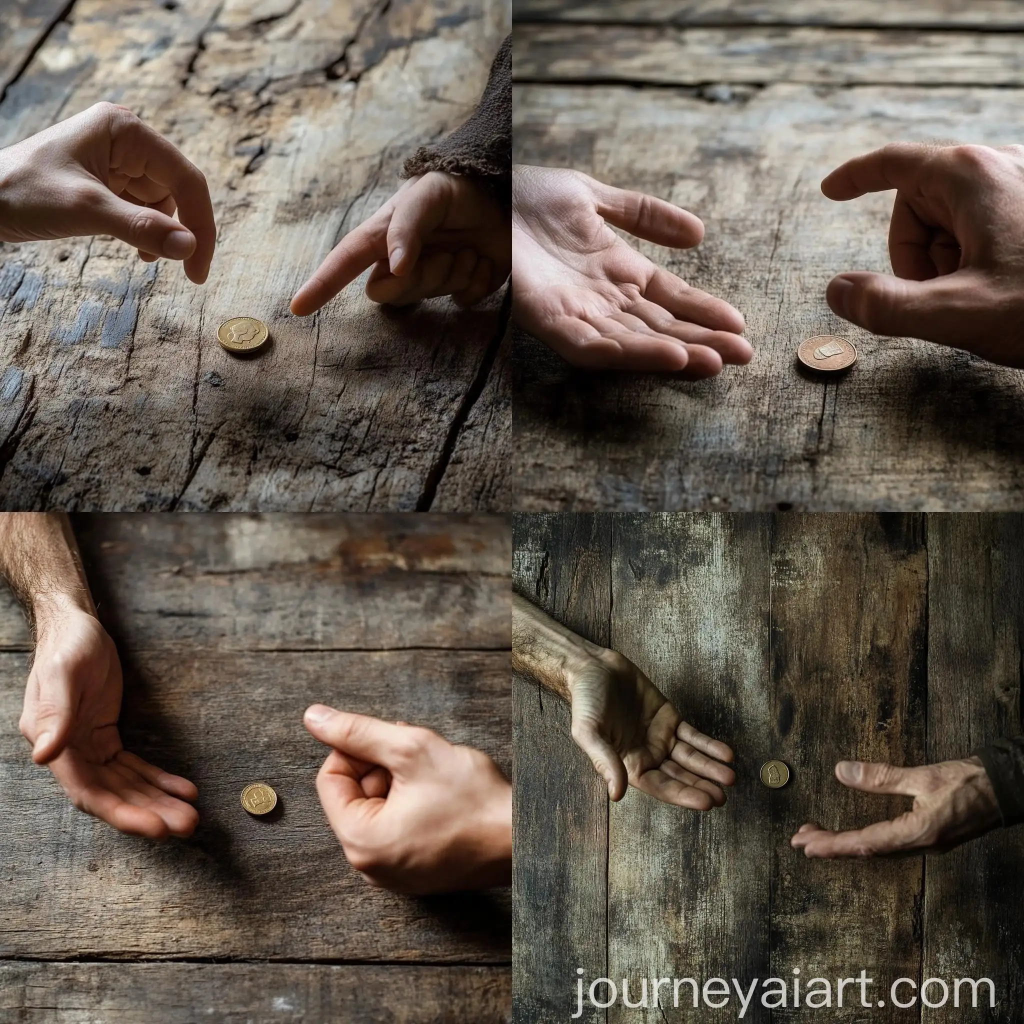 Intense-Coin-Guessing-Game-on-Weathered-Wooden-Surface