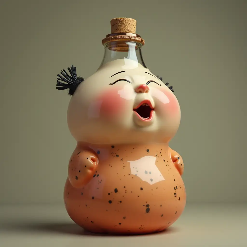 Speaking bottle with chubby cheek