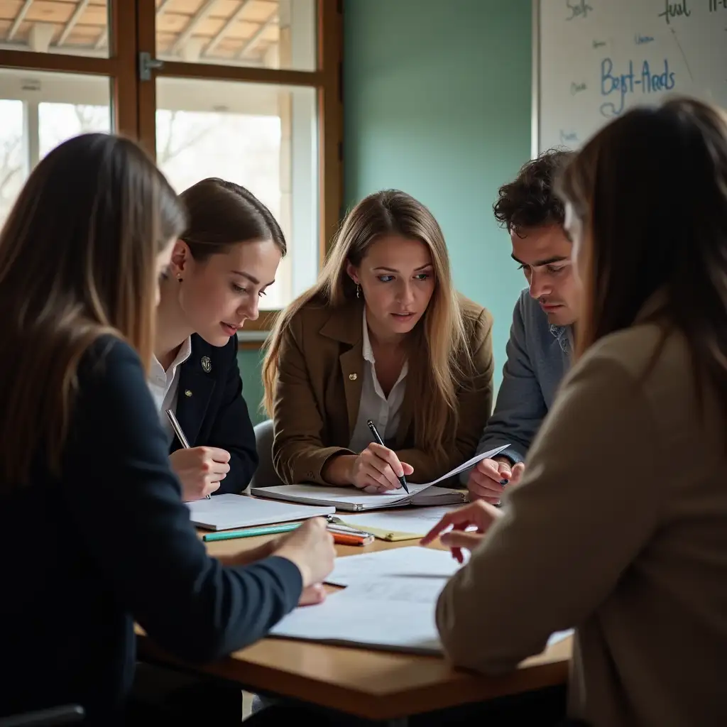 Teachers-Engaged-in-Intense-Discussion-About-School-Project