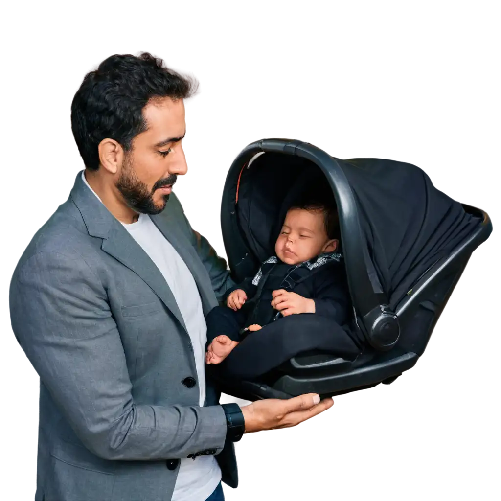 HighQuality-PNG-Image-of-Iranian-Father-with-Newborn-in-Car-Seat-Both-Eyes-Open-and-Healthy