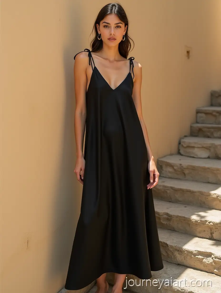 HighResolution-Realistic-Fashion-Photoshoot-of-Woman-in-Black-Silk-Slip-Dress-on-Stone-Steps
