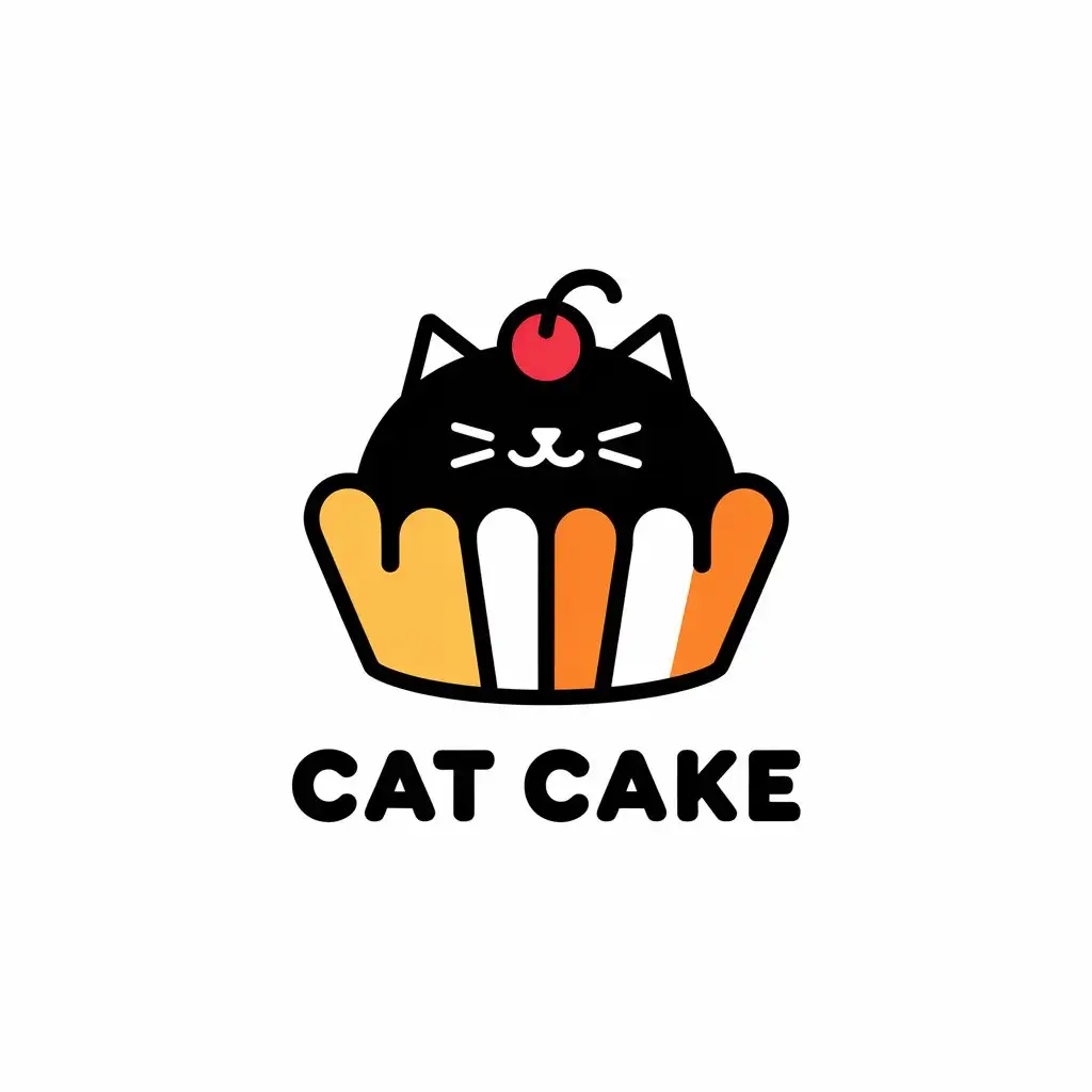 LOGO Design for Cat Cake Vector Logo with Cat Confectionery Theme for Restaurant Industry