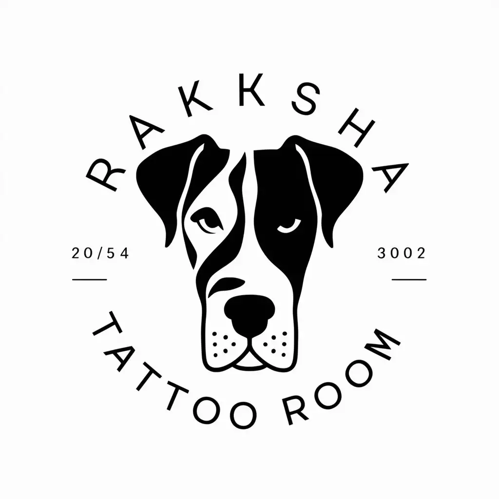 LOGO Design for Raksha Tattoo Room Minimalistic Face of Harlequin Great Dane