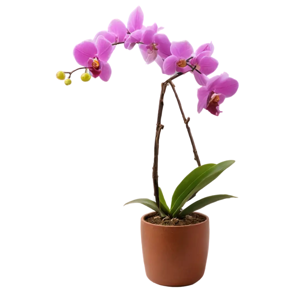 Orchid blooms in a pot