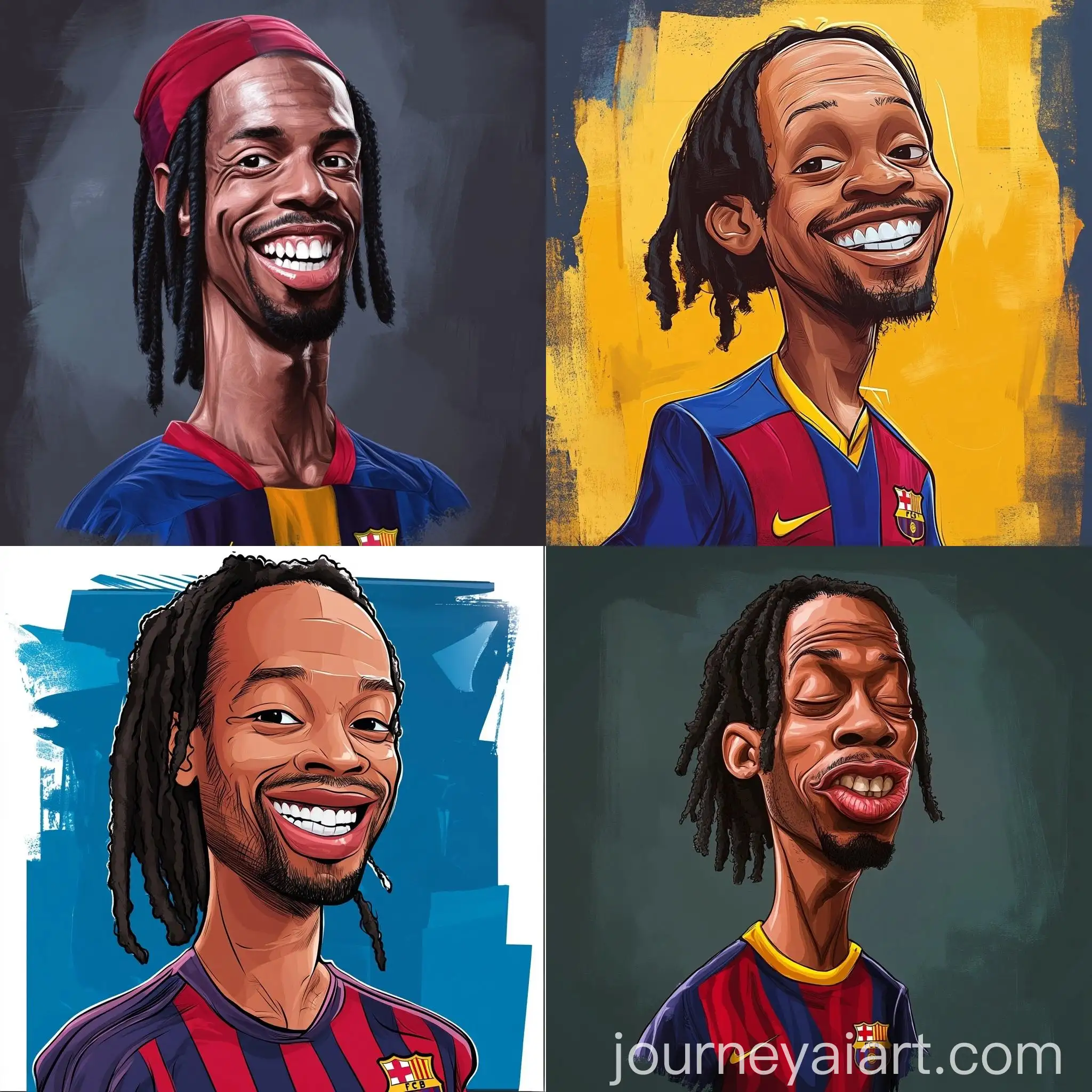 Ronaldinho-Barcelona-Caricature-Playful-Soccer-Legend-Portrait