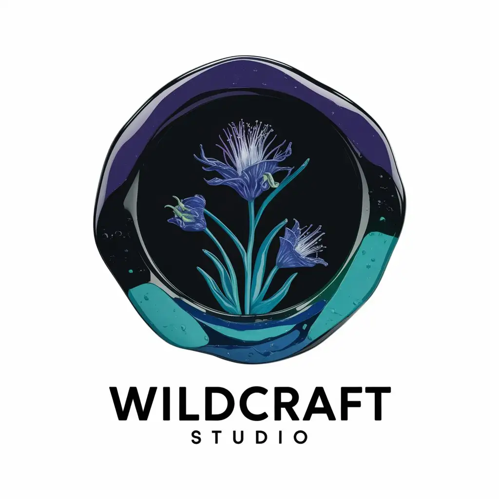 LOGO-Design-for-Wildcraft-Studio-Realistic-Epoxy-Resin-Art-with-Dark-Tones-and-Living-Colors