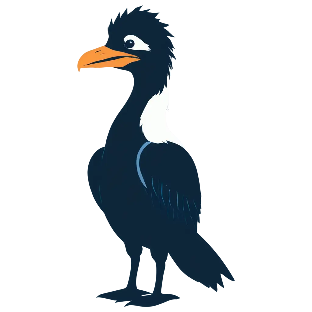 Achile-Digital-Film-Platform-Logo-PNG-Blue-and-White-Crested-Cormorant-Silhouette-Design