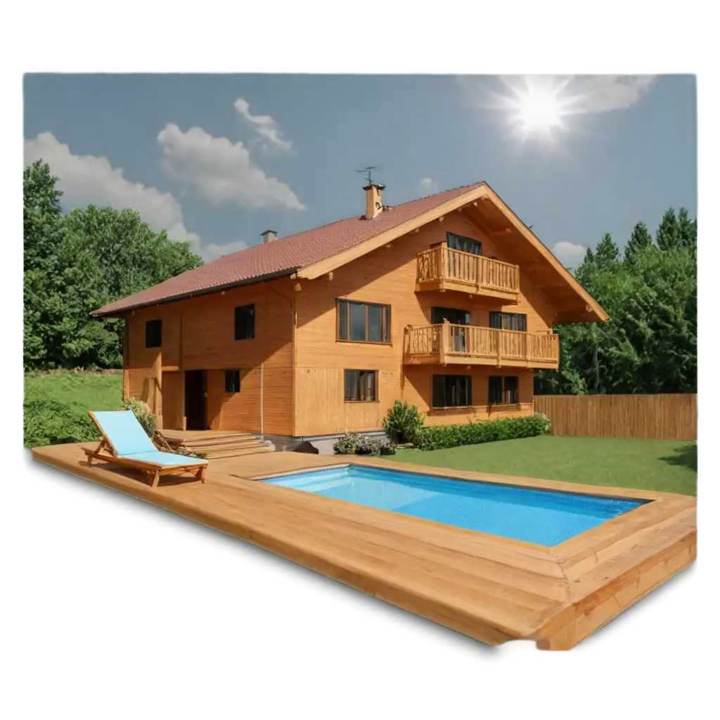 Wooden-House-Sun-with-Pool-PNG-Image-Serene-Retreat-in-Nature