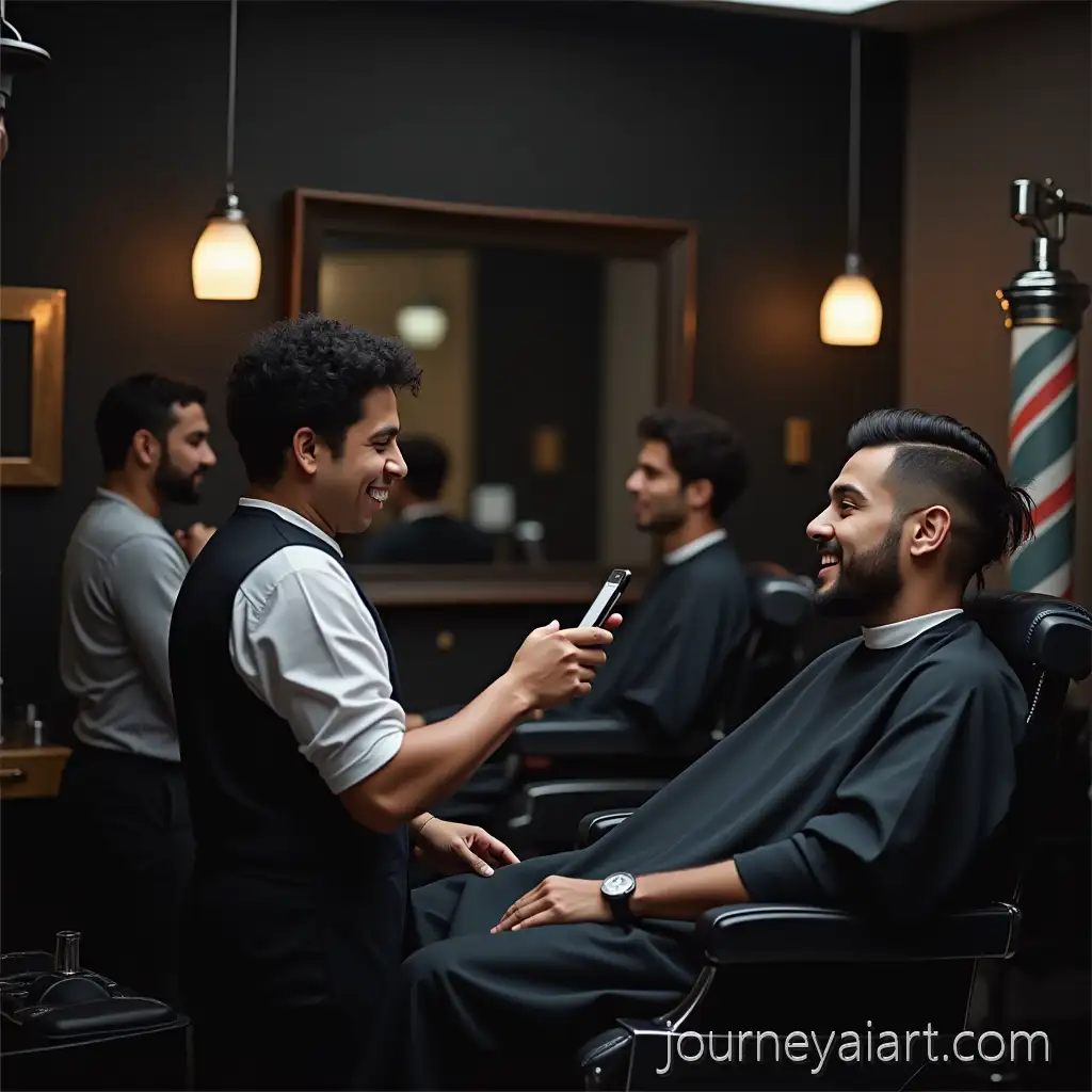 Modern-Brazilian-Barbershop-Advertisement-Featuring-GenderHub-App-and-Diverse-Customers
