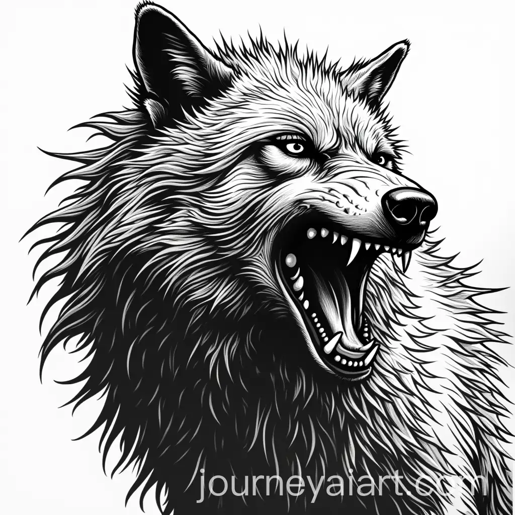 Pop-Art-Style-Black-and-White-Drawing-of-a-Werewolf