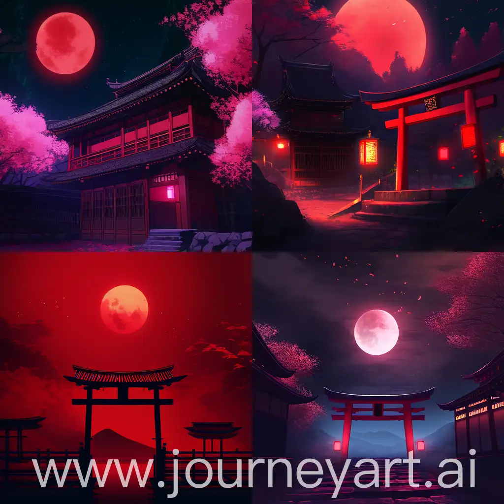 Nighttime-Japanese-Style-Background-with-Red-Moon-and-Tones