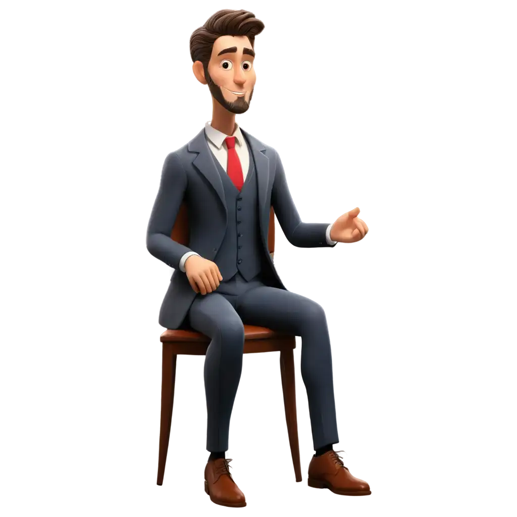 Gentleman-Cartoon-Sitting-on-Chair-for-Discussion-HighQuality-PNG-Image