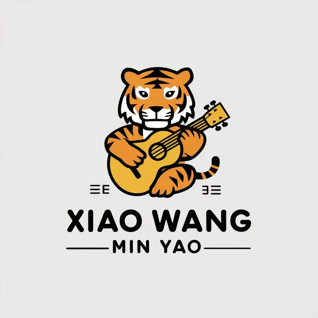 a vector logo design,with the text "Xiao Wang Min Yao", main symbol:tiger/guitar,Moderate,be used in Travel industry,clear background